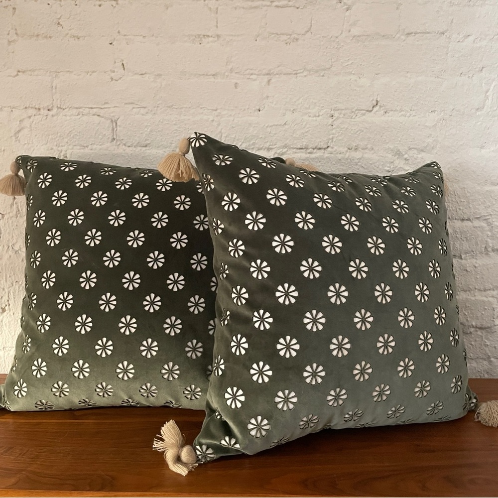 Celerie Kemble Green Velvet Eastern Accents Throw Pillow Cushion One Kings Lane